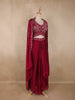 Deep Wine Heave Sequins and Beads Embroidered Design Georgette Skirt Top