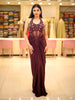Deep Wine Heavy Beads and Zardozi Embroidered Design Georgette Ready To Wear Saree