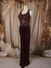 Deep Wine Heavy Beads and Zardozi Embroidered Design Georgette Ready To Wear Saree