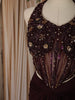 Deep Wine Heavy Beads and Zardozi Embroidered Design Georgette Ready To Wear Saree