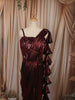 Deep Wine Heavy Sequins Embroidered Design Shimmer Party Wear Indo Western Lehenga Skirt Top with Matching Corset Blouse with Ruffled Border