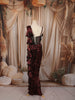 Deep Wine Heavy Sequins Embroidered Design Shimmer Party Wear Indo Western Lehenga Skirt Top with Matching Corset Blouse with Ruffled Border