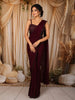 Deep Wine Heavy Sequins Embroidered Design Shimmer Ready To Wear Saree with Designer Blouse