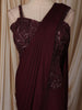 Deep Wine Heavy Sequins Embroidered Design Shimmer Ready To Wear Saree with Designer Blouse