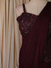 Deep Wine Heavy Sequins Embroidered Design Shimmer Ready To Wear Saree with Designer Blouse