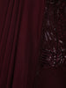 Deep Wine Heavy Sequins Embroidered Design Shimmer Ready To Wear Saree with Designer Blouse