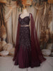 Deep Wine Heavy Sequins and Beads Embroidered Design Mermaid Satin Lehenga with Sheer Dupatta