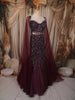 Deep Wine Heavy Sequins and Beads Embroidered Design Mermaid Satin Lehenga with Sheer Dupatta