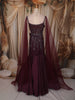 Deep Wine Heavy Sequins and Beads Embroidered Design Mermaid Satin Lehenga with Sheer Dupatta