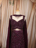 Deep Wine Heavy Sequins and Beads Embroidered Design Net Mermaid Bridal Lehenga with Designer Blouse and Matching Choker Dupatta