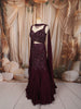 Deep Wine Heavy Sequins and Beads Embroidered Design Net Mermaid Bridal Lehenga with Designer Blouse and Matching Choker Dupatta
