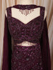 Deep Wine Heavy Sequins and Beads Embroidered Design Net Mermaid Bridal Lehenga with Designer Blouse and Matching Choker Dupatta