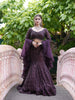 Deep Wine Heavy Sequins and Beads Embroidered Design Net Mermaid Lehenga with Ruffle Dupatta