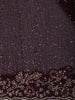 Deep Wine Heavy Sequins and Beads Embroidered Design Pure Organza Fancy Saree with Scalloped Border
