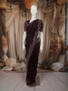 Deep Wine Heavy Sequins and Beads Embroidered Design Pure Organza Fancy Saree with Scalloped Border