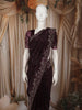 Deep Wine Heavy Sequins and Beads Embroidered Design Pure Organza Fancy Saree with Scalloped Border