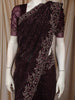 Deep Wine Heavy Sequins and Beads Embroidered Design Pure Organza Fancy Saree with Scalloped Border