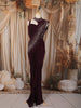 Deep Wine Heavy Sequins and Beads Embroidered Design Satin Ready to Wear Draped Saree