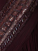 Deep Wine Heavy Sequins and Beads Embroidered Design Satin Ready to Wear Draped Saree