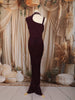 Deep Wine Heavy Sequins and Beads Embroidered Design Satin Ready to Wear Draped Saree