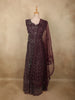 Deep Wine  Heavy Sequins and Stone Embellished Design Net Party Wear Gown