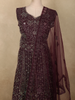 Deep Wine  Heavy Sequins and Stone Embellished Design Net Party Wear Gown