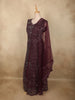 Deep Wine  Heavy Sequins and Stone Embellished Design Net Party Wear Gown