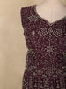 Deep Wine  Heavy Sequins and Stone Embellished Design Net Party Wear Gown