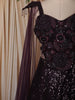 Deep Wine Heavy Sequins and Thread Embroidered Design Net Party Lehenga with Cape Dupatta