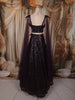 Deep Wine Heavy Sequins and Thread Embroidered Design Net Party Lehenga with Cape Dupatta