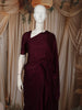 Deep Wine Heavy Stone Embellished Design Satin Party Wear Saree with Stone Work Border