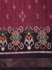 Deep Wine Ikat Printed Design Crepe Saree with Contrast Border