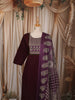 Deep Wine Kalamkari Printed Design Cotton Straight Cut Salwar Suit with Dupatta