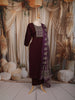 Deep Wine Kalamkari Printed Design Cotton Straight Cut Salwar Suit with Dupatta