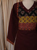 Deep Wine Kalamkari Printed Design Cotton Straight Cut Salwar Suit with Dupatta