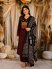 Deep Wine Kalamkari Printed Design Cotton Straight Cut Salwar Suit with Dupatta