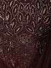 Deep Wine Leaf Sequins and Beads Embroidered Design Satin Ready to Wear Draped Saree with Corset Blouse