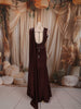 Deep Wine Leaf Sequins and Beads Embroidered Design Satin Ready to Wear Draped Saree with Corset Blouse
