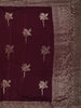 Deep Wine Leaf Zari Woven Design Semi Banarasi Silk Saree with Designer Border