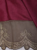 Deep Wine Magenta Floral Zari Embroidered Design Pure Tussar Silk Fancy Saree with Contrast Scalloped Border