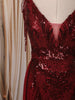 Deep Wine Maroon Abstract Sequins Embroidered Design Fish Cut Sequins Fabric Party Wear Gown with Cape Sleeve