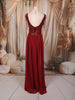 Deep Wine Maroon Abstract Sequins Embroidered Design Fish Cut Sequins Fabric Party Wear Gown with Cape Sleeve