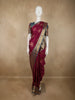 Deep Wine Maroon Abstract Zari Woven Design Kanchipuram Silk Saree with Contrast Zari Border