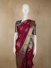 Deep Wine Maroon Abstract Zari Woven Design Kanchipuram Silk Saree with Contrast Zari Border