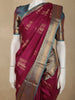 Deep Wine Maroon Abstract Zari Woven Design Kanchipuram Silk Saree with Contrast Zari Border