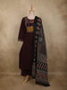Deep Wine Maroon Ajrakh Printed Design Cotton Palazzo Suit