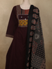 Deep Wine Maroon Ajrakh Printed Design Cotton Palazzo Suit