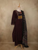 Deep Wine Maroon Ajrakh Printed Design Cotton Palazzo Suit