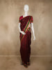 Deep Wine Maroon Butta Woven Design Kanchipuram Silk Saree with Contrast Zari Border