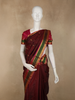 Deep Wine Maroon Butta Woven Design Kanchipuram Silk Saree with Contrast Zari Border